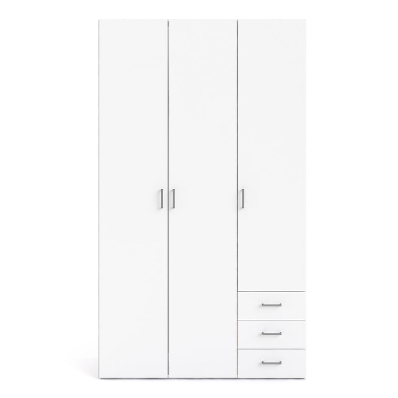 Space Wardrobe 3 Doors 3 Drawers 2000 – White – image 2