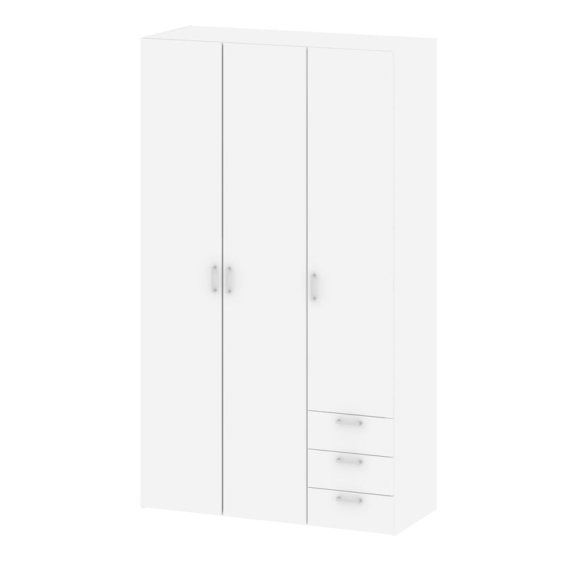 Space Wardrobe 3 Doors 3 Drawers 2000 – White – image 3