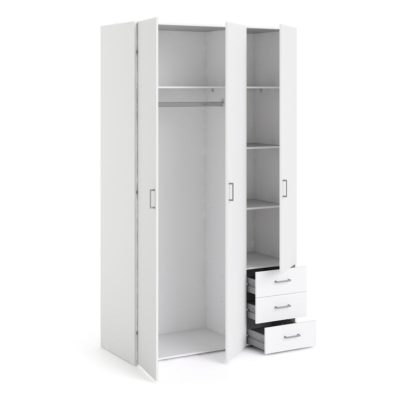 Space Wardrobe 3 Doors 3 Drawers 2000 – White – image 4