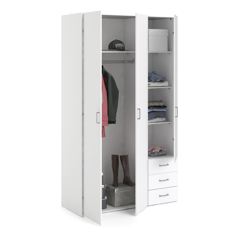 Space Wardrobe 3 Doors 3 Drawers 2000 – White – image 5