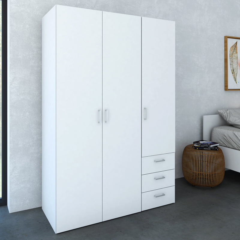 Space Wardrobe 3 Doors 3 Drawers 2000 – White – image 6