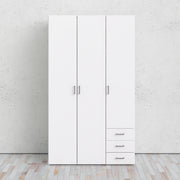 Space Wardrobe 3 Doors 3 Drawers 2000 – White – image 7