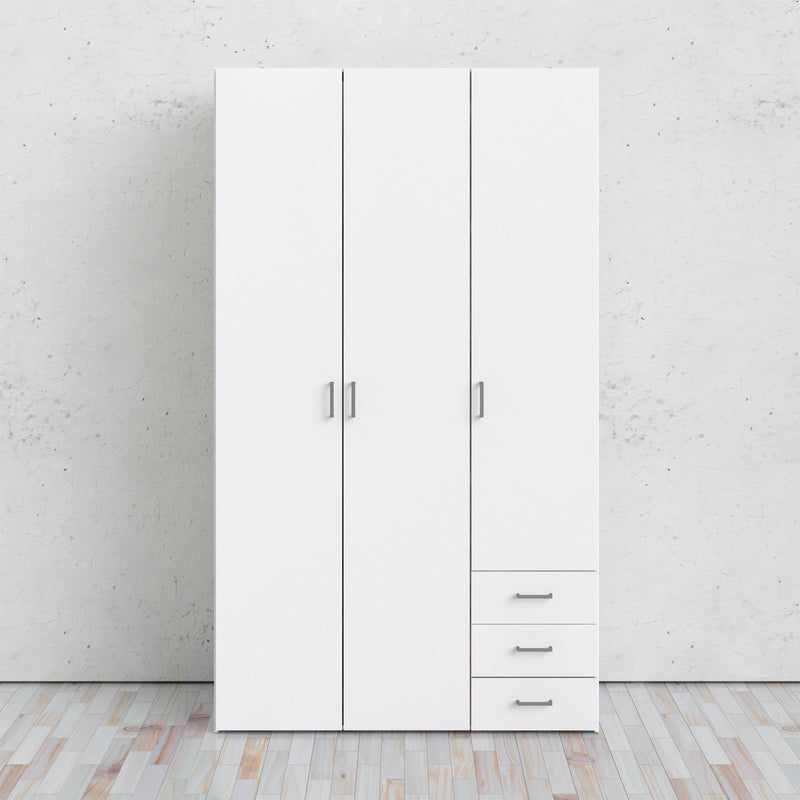 Space Wardrobe 3 Doors 3 Drawers 2000 – White – image 7