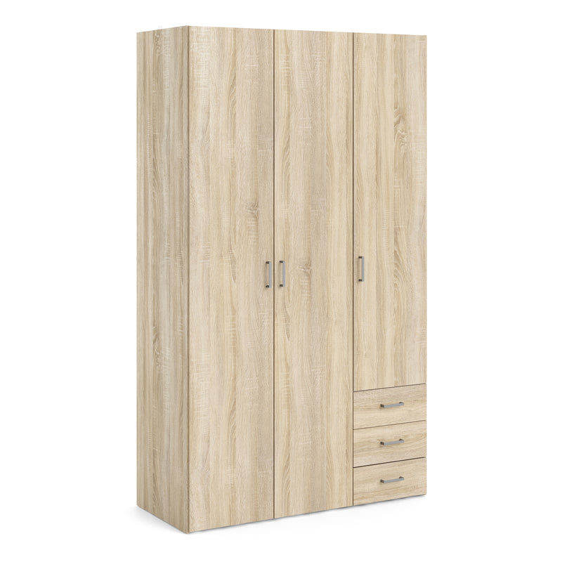 Space Wardrobe 3 Doors 3 Drawers 2000 – Oak – image 1
