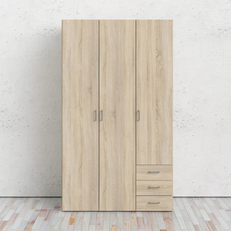 Space Wardrobe 3 Doors 3 Drawers 2000 – Oak – image 10