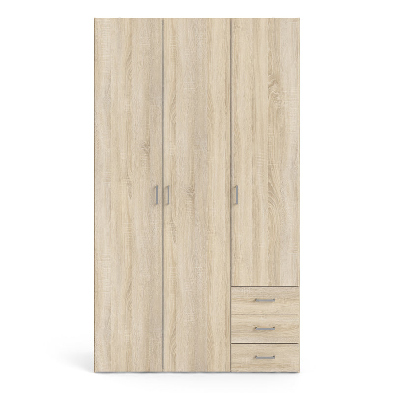 Space Wardrobe 3 Doors 3 Drawers 2000 – Oak – image 2