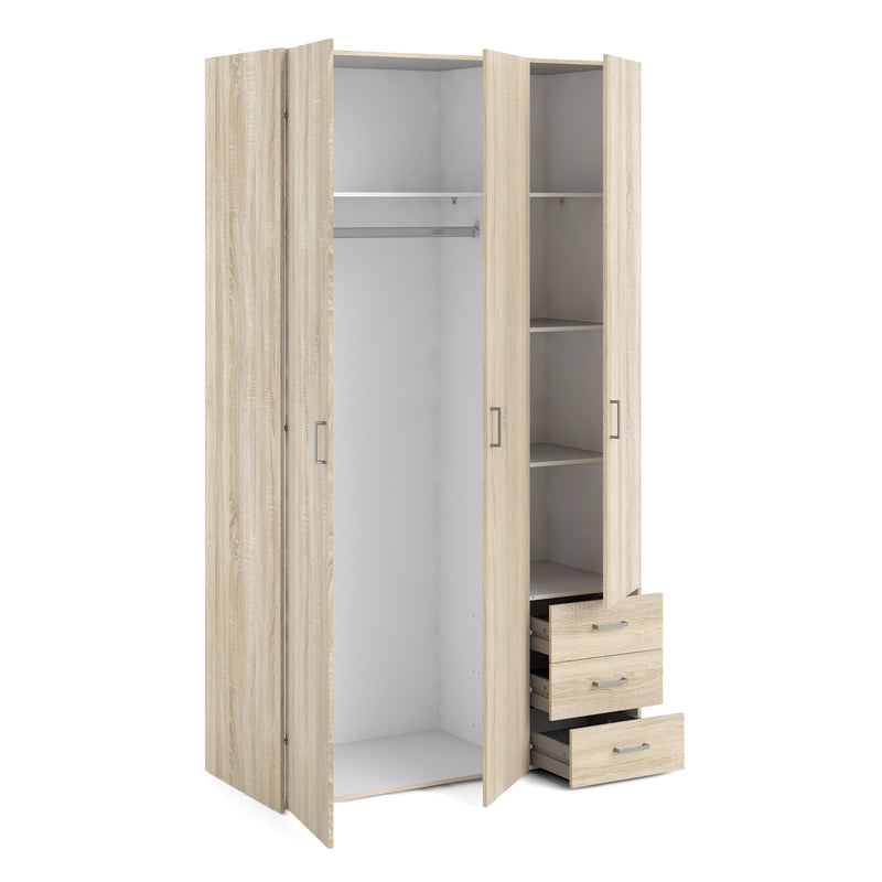 Space Wardrobe 3 Doors 3 Drawers 2000 – Oak – image 4