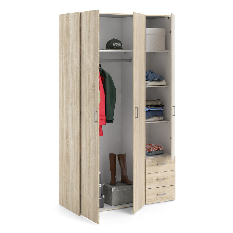 Space Wardrobe 3 Doors 3 Drawers 2000 – Oak – image 5