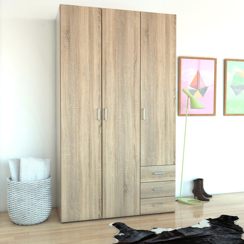 Space Wardrobe 3 Doors 3 Drawers 2000 – Oak – image 6