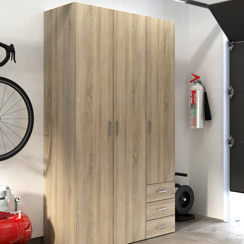 Space Wardrobe 3 Doors 3 Drawers 2000 – Oak – image 7