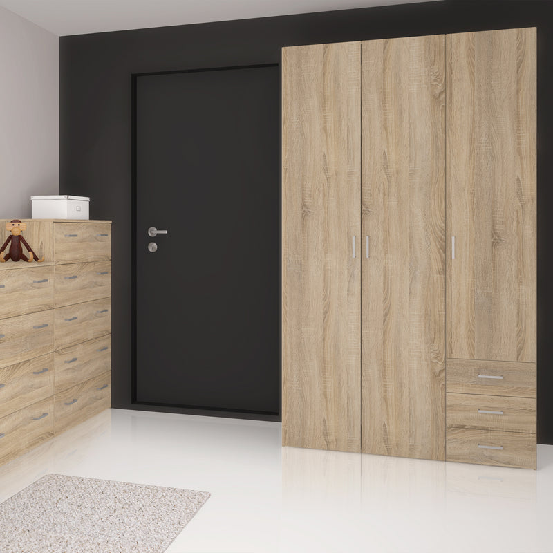 Space Wardrobe 3 Doors 3 Drawers 2000 – Oak – image 9