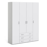 Space Wardrobe 4 Doors 3 Drawers 2000 – White – image 1
