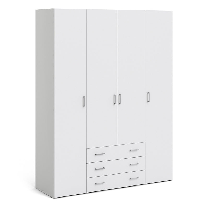 Space Wardrobe 4 Doors 3 Drawers 2000 – White – image 1