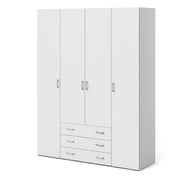 Space Wardrobe 4 Doors 3 Drawers 2000 – White – image 3