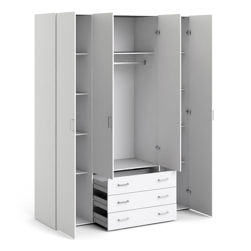 Space Wardrobe 4 Doors 3 Drawers 2000 – White – image 4