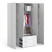 Space Wardrobe 4 Doors 3 Drawers 2000 – White – image 5