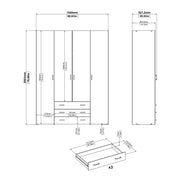 Space Wardrobe 4 Doors 3 Drawers 2000 – White – image 9