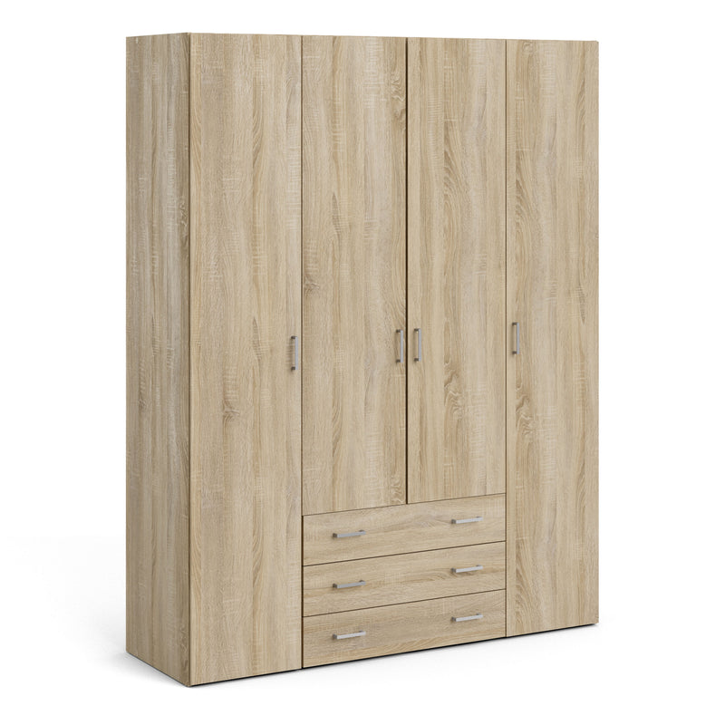 Space Wardrobe 4 Doors 3 Drawers 2000 – Oak – image 1