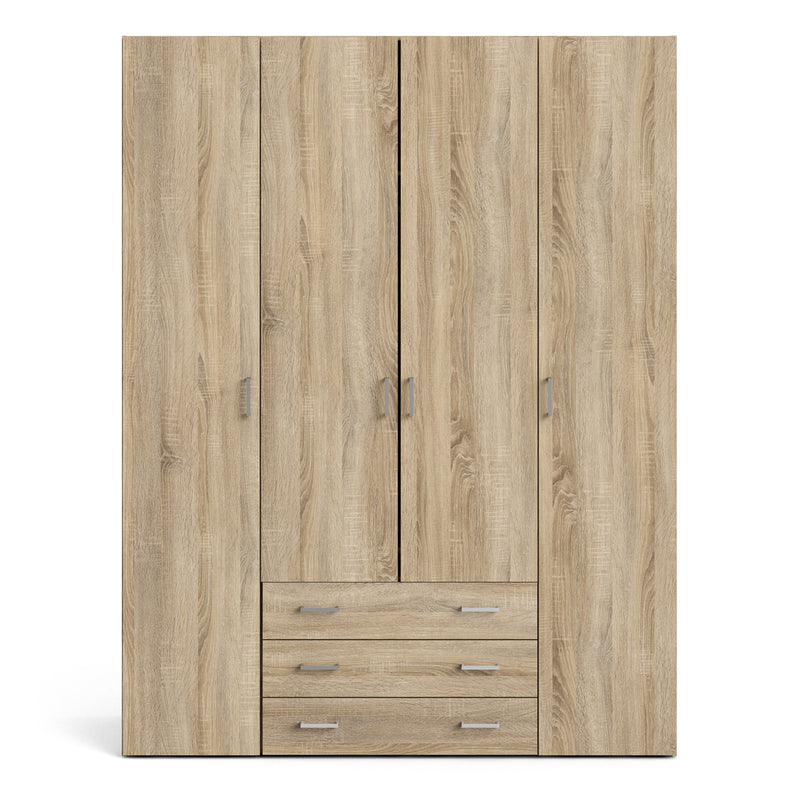 Space Wardrobe 4 Doors 3 Drawers 2000 – Oak – image 2