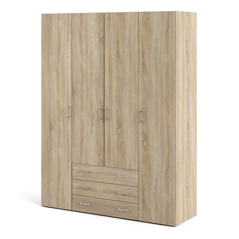 Space Wardrobe 4 Doors 3 Drawers 2000 – Oak – image 3