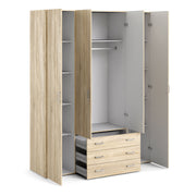 Space Wardrobe 4 Doors 3 Drawers 2000 – Oak – image 4