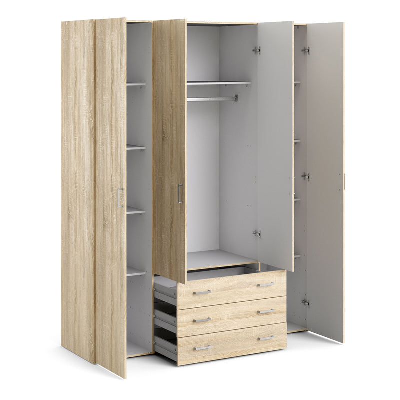 Space Wardrobe 4 Doors 3 Drawers 2000 – Oak – image 4