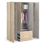 Space Wardrobe 4 Doors 3 Drawers 2000 – Oak – image 5