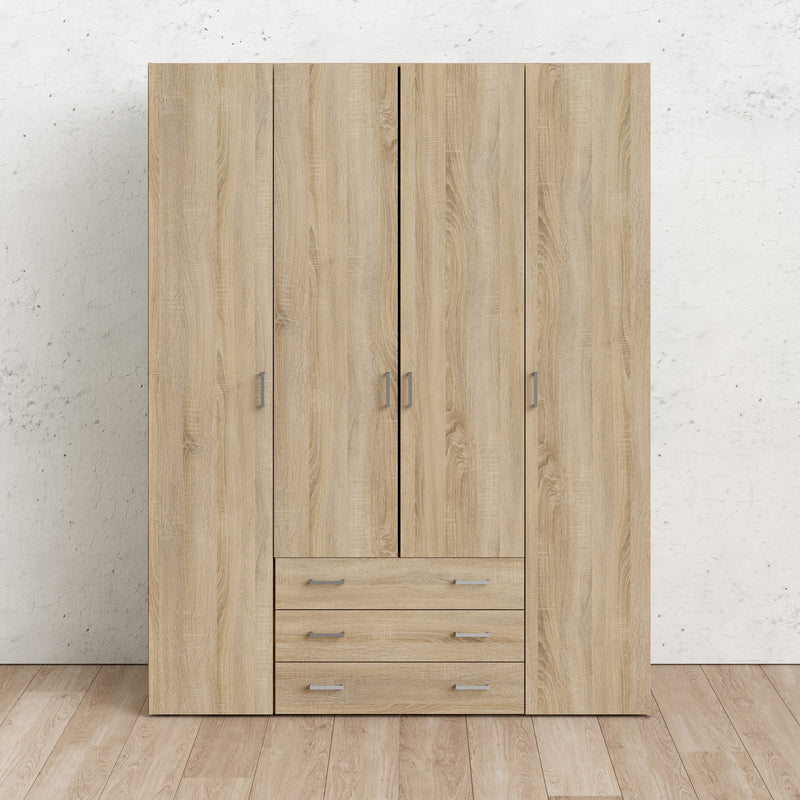 Space Wardrobe 4 Doors 3 Drawers 2000 – Oak – image 7