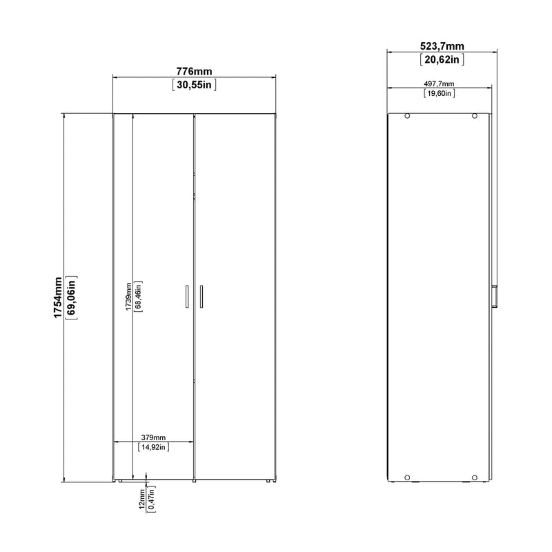Space Wardrobe 2 Doors White 1750 – image 10