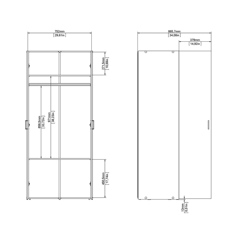 Space Wardrobe 2 Doors White 1750 – image 11