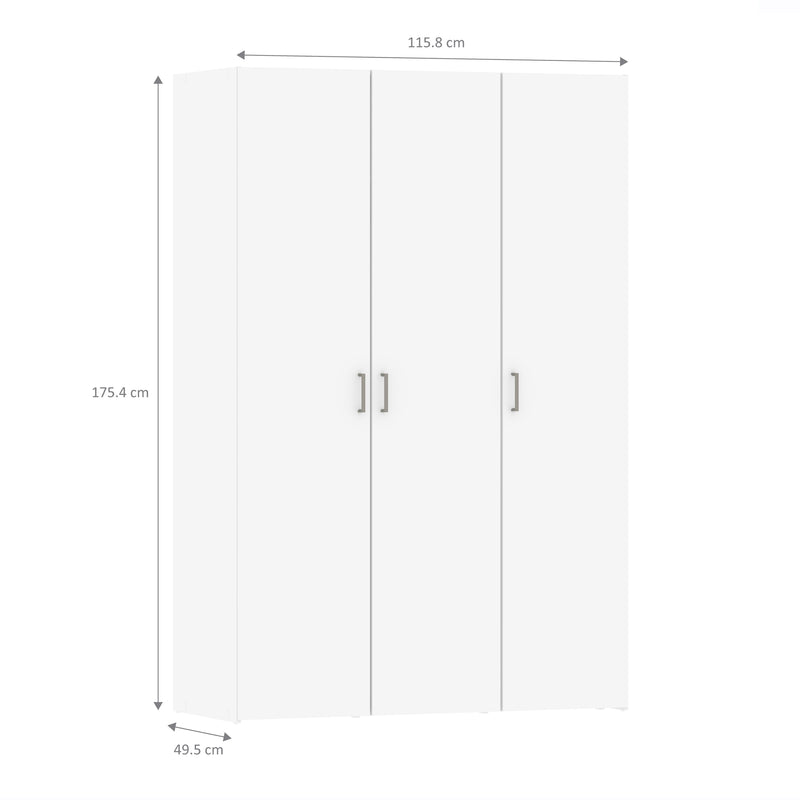 Space Wardrobe 3 Doors White 1750 – image 12