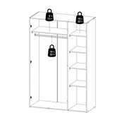 Space Wardrobe 3 Doors White 1750 – image 16