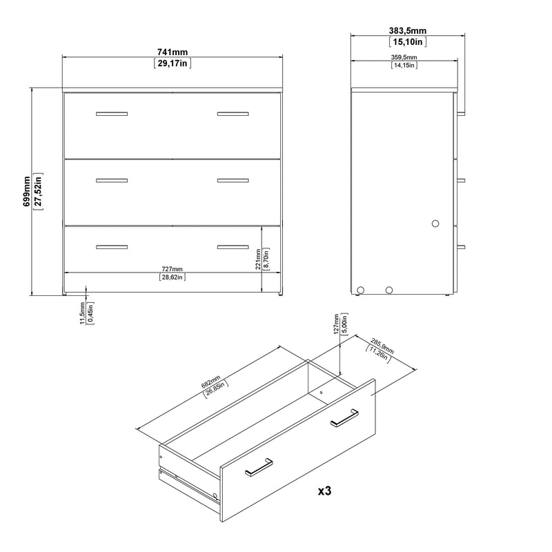 Space Chest of 3 Drawers – White – image 13
