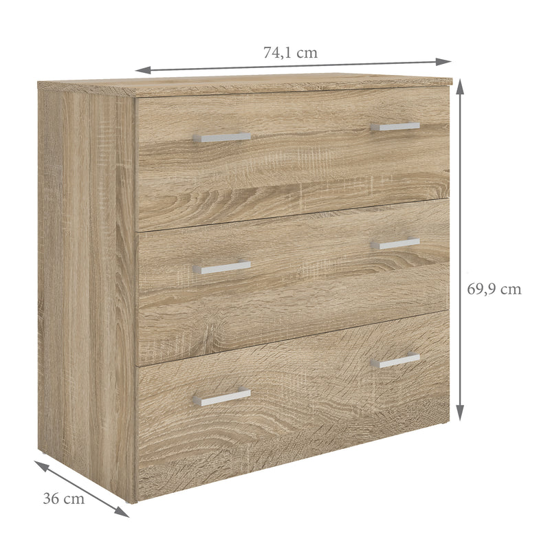 Space Chest of 3 Drawers – Oak – image 12