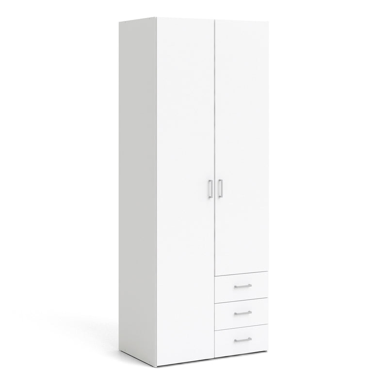Space Wardrobe 2 Doors 3 Drawers 2000 – White – image 1