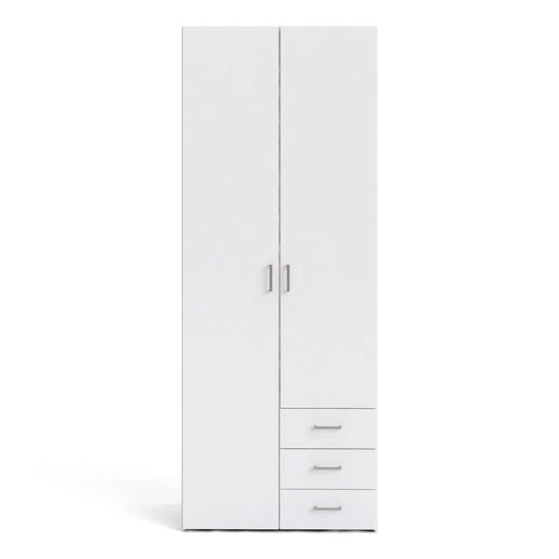 Space Wardrobe 2 Doors 3 Drawers 2000 – White – image 2