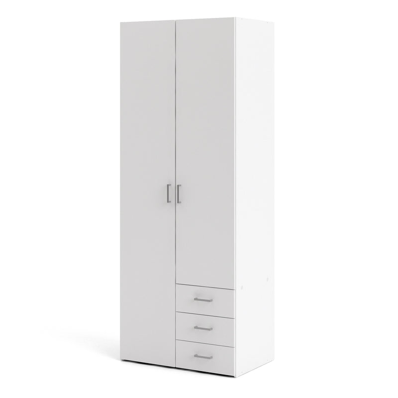 Space Wardrobe 2 Doors 3 Drawers 2000 – White – image 3