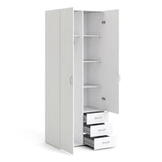 Space Wardrobe 2 Doors 3 Drawers 2000 – White – image 4