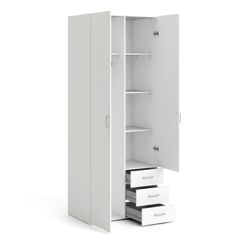 Space Wardrobe 2 Doors 3 Drawers 2000 – White – image 4