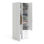 Space Wardrobe 2 Doors 3 Drawers 2000 – White – image 5