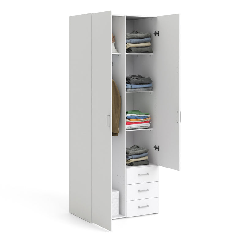 Space Wardrobe 2 Doors 3 Drawers 2000 – White – image 5