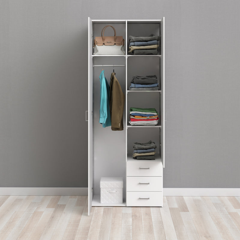 Space Wardrobe 2 Doors 3 Drawers 2000 – White – image 7
