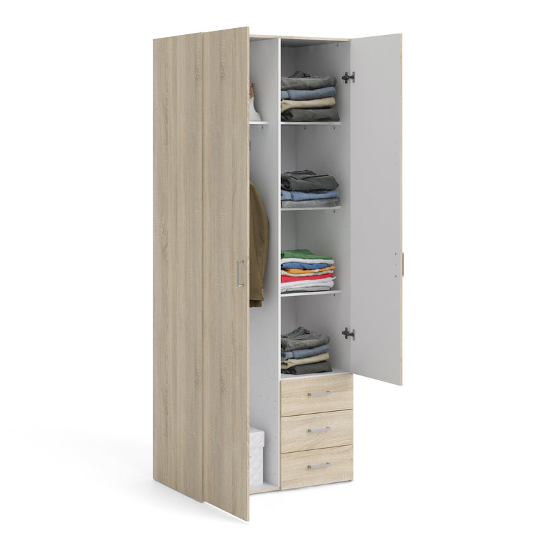 Space Wardrobe 2 Doors 3 Drawers 2000 – Oak – image 5