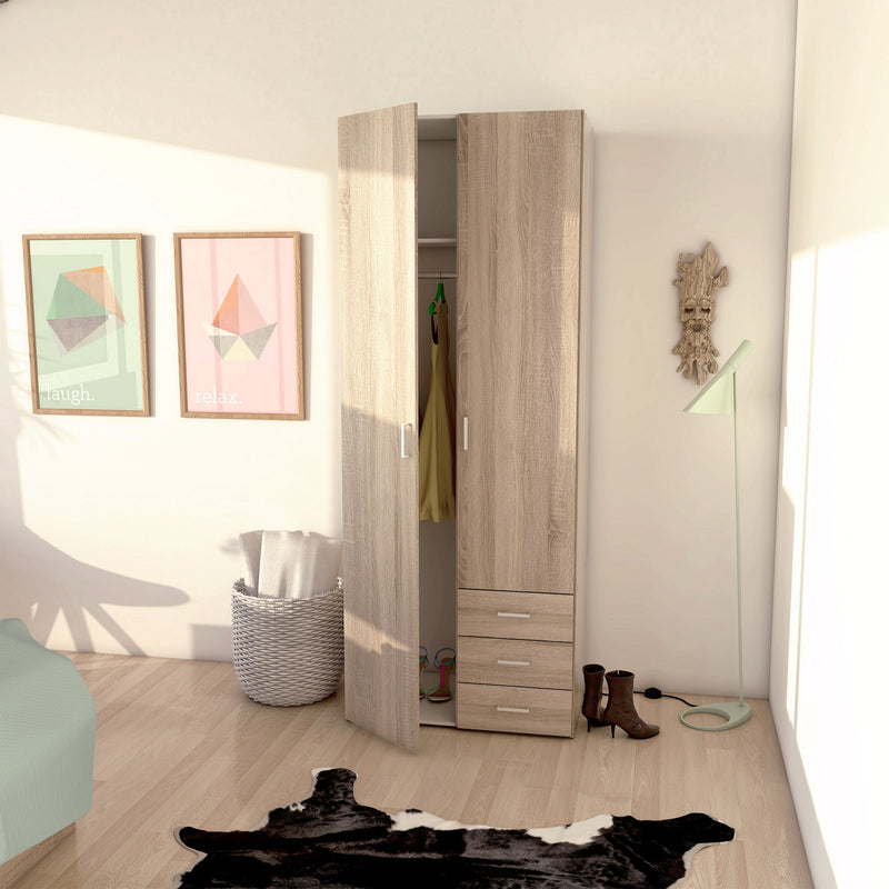 Space Wardrobe 2 Doors 3 Drawers 2000 – Oak – image 7