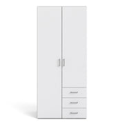 Space Wardrobe 2 Doors 3 Drawers White 1750 – image 2