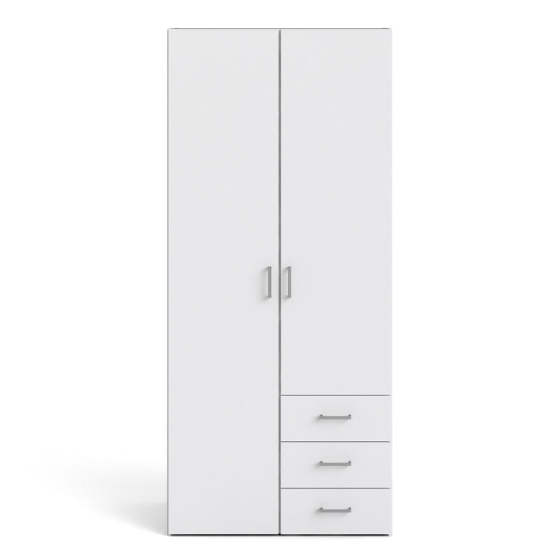 Space Wardrobe 2 Doors 3 Drawers White 1750 – image 2