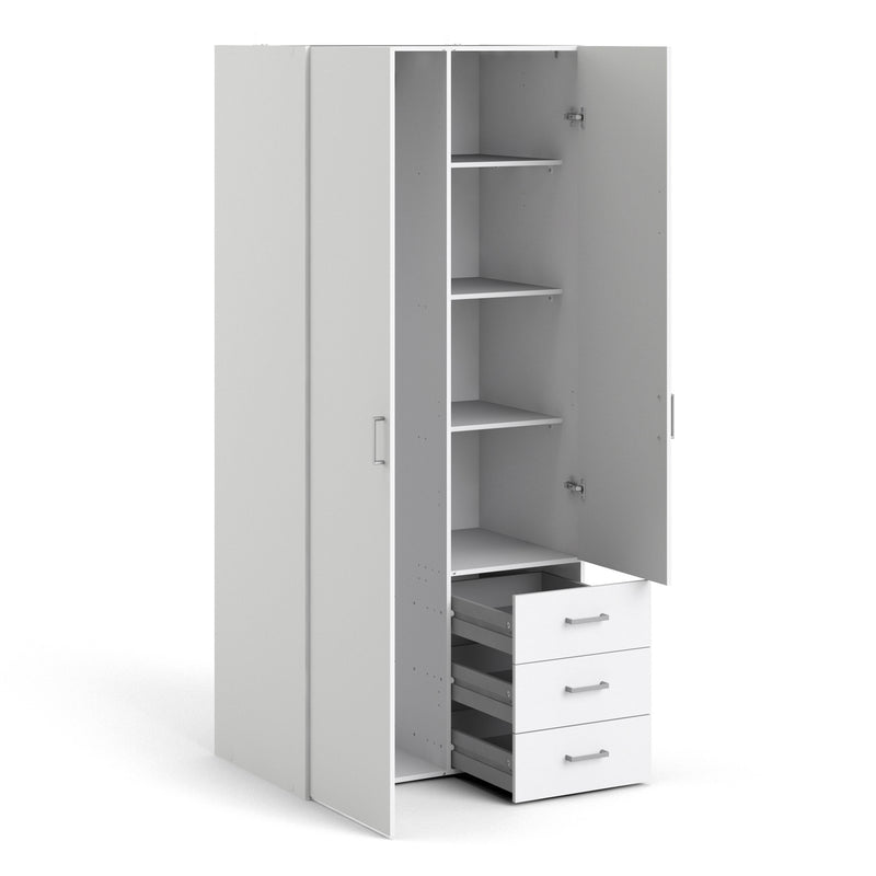 Space Wardrobe 2 Doors 3 Drawers White 1750 – image 4