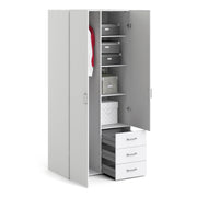 Space Wardrobe 2 Doors 3 Drawers White 1750 – image 5