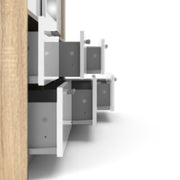 Line Wardrobe 3 Doors 6 Drawers in Oak with White High Gloss – image 10