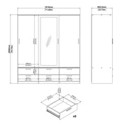 Line Wardrobe 3 Doors 6 Drawers in Oak with White High Gloss – image 13